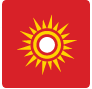 red box with yellow sun icon for the OSHA-NIOSH Heat Safety Tool